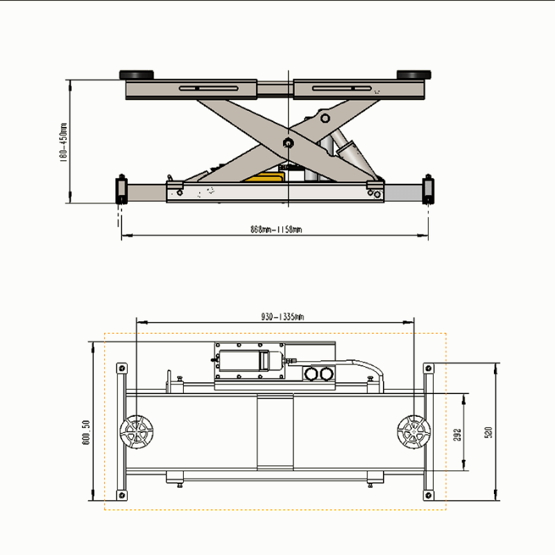 7000 lbs. Lifting Capacity Rolling Jack Katool KT-RJ70 Diagram View