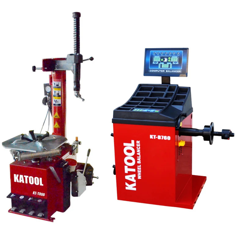 T800 Tire Changer and B760 Wheel Balancer by Katool - Front View