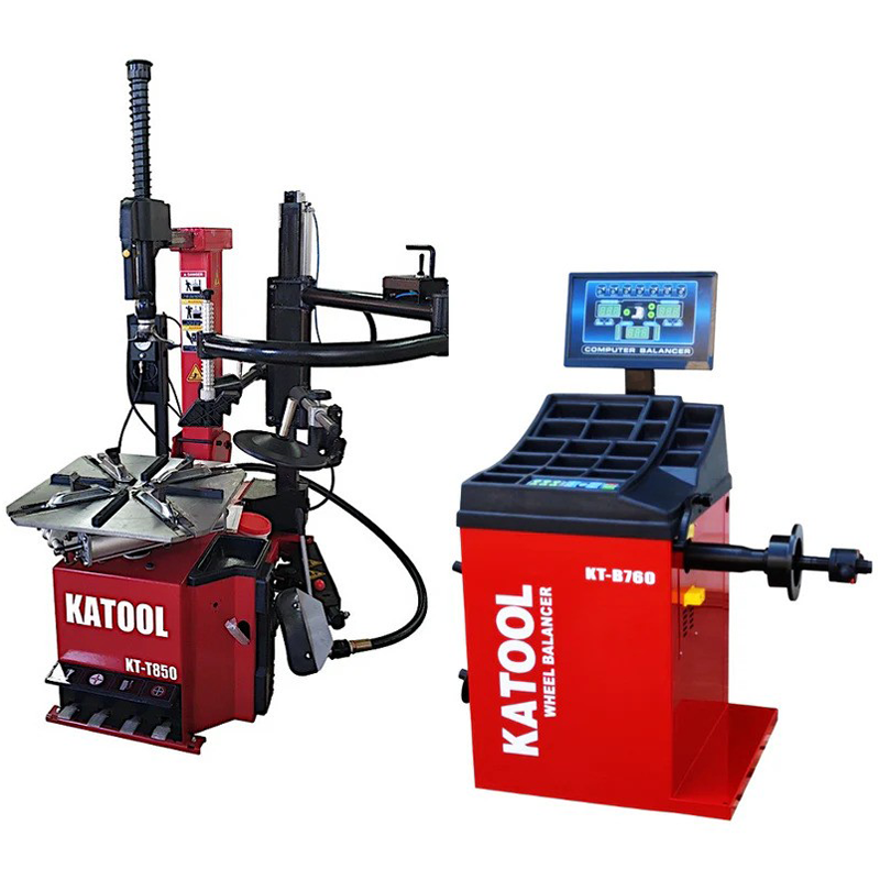 T850 Tire Changer and B760 Wheel Balancer by Katool - Front View