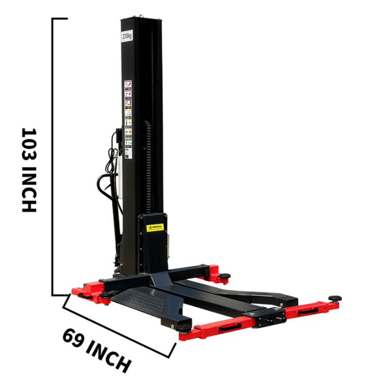 Katool SPL 700 7000 LB Single Post Lift Dimension view