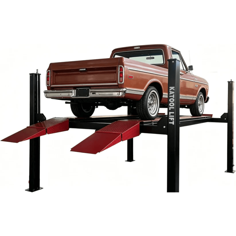 Katool KT-4M110PA 11,000 lb. 4-Post Alignment Lift with 7,000 lb Rolling Jack Side View