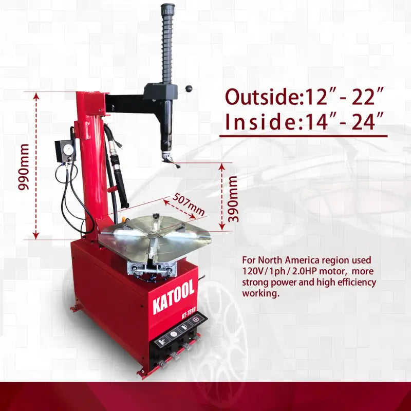 KT-T810 Wheel Clamp Tire Changer Machine by Katool with dimension View