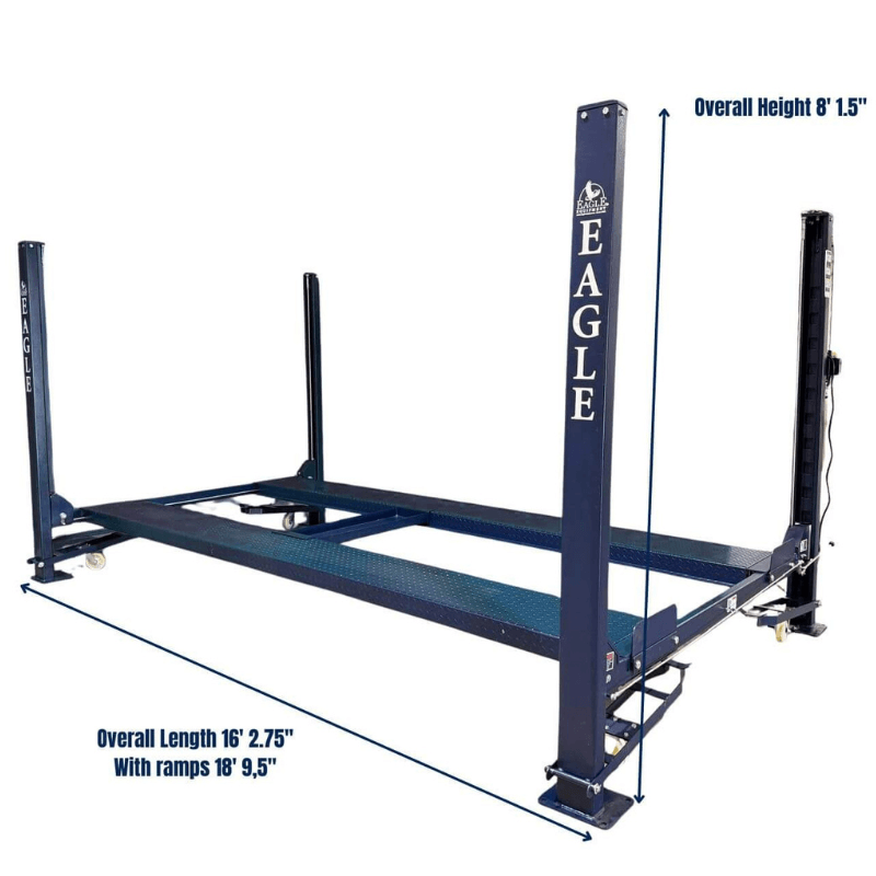 MS-8000-XLT 8000lb 4 Post Storage Car Lift Side View