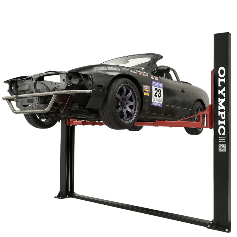 2PBP-12 12,000 lb. Base Plate 2 Post Lift Side View with Car