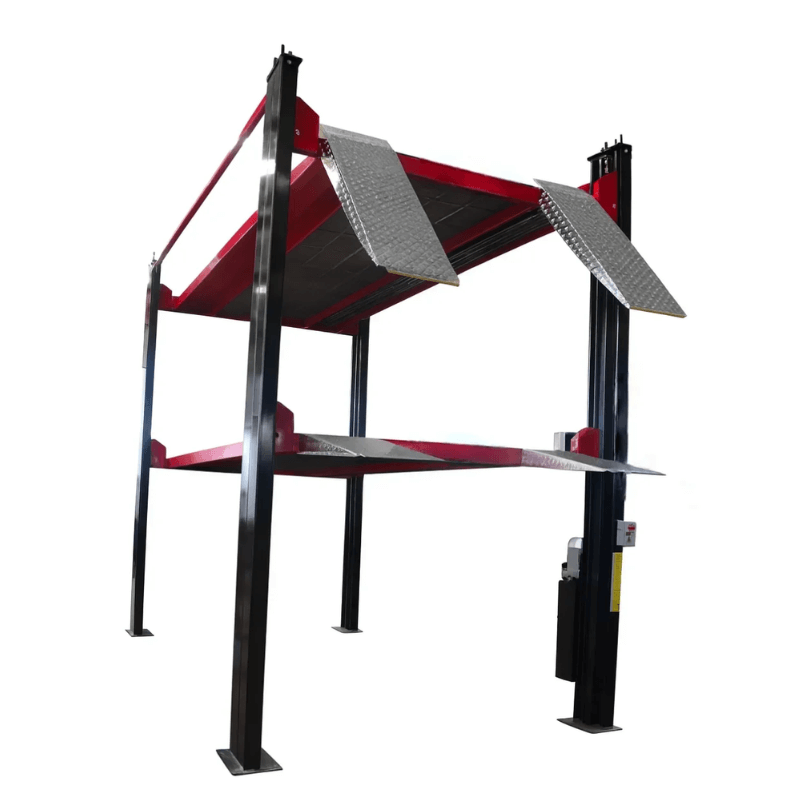 Olympic 4032S 11,000lbs Three-Level 3-Car Storage Lift Semi side View