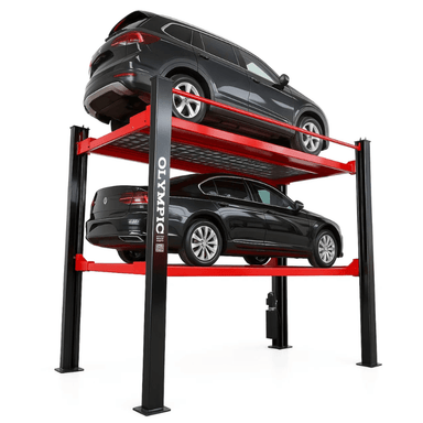 4P-4032XL 16,000 lb. Three Level 3-Car Stacking 4 Post Lift Semi Side View