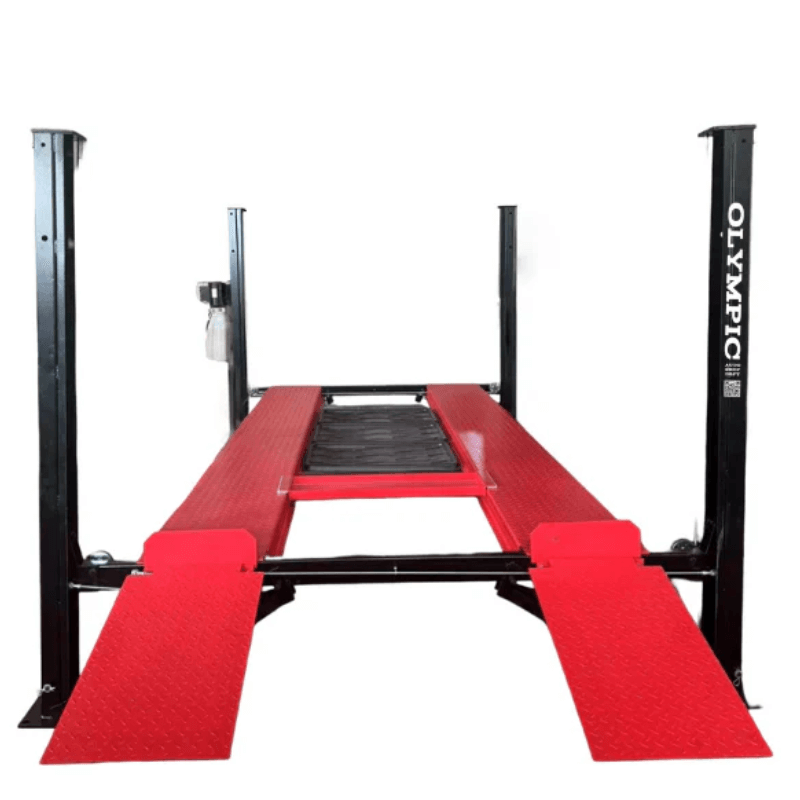 Olympic 4PHR-9X 9,000 lb. High-Rise Car Storage 4 Post Lift Front View