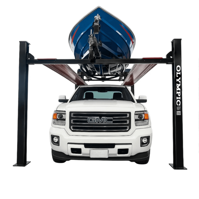 Olympic HDMBL-10 10,000 lb. "The Skipper" Front View with Car and Boat