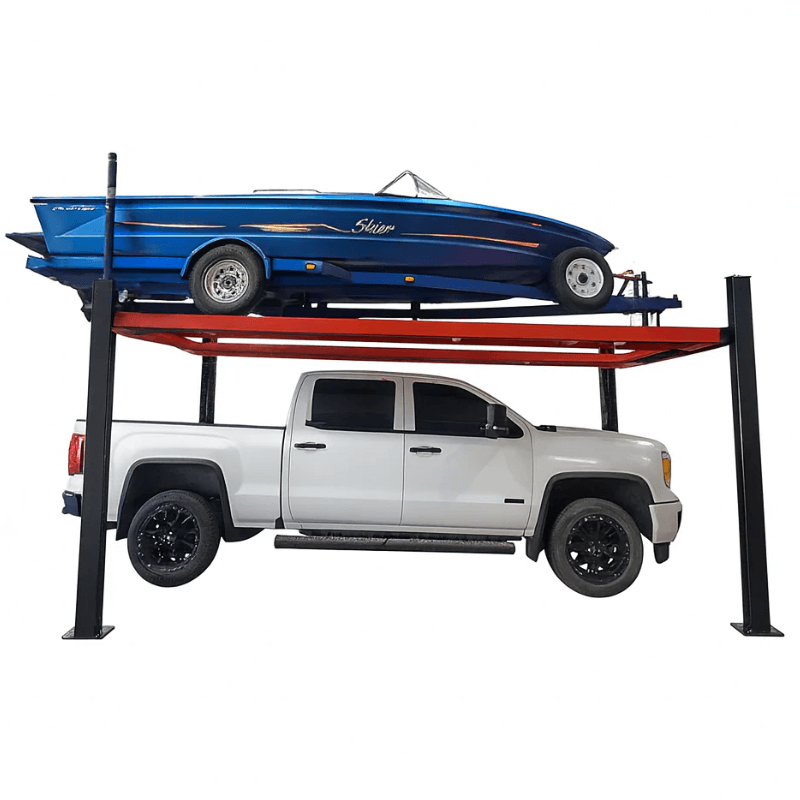 Olympic HDMBL-10 10,000 lb. Side View with Car and Boat