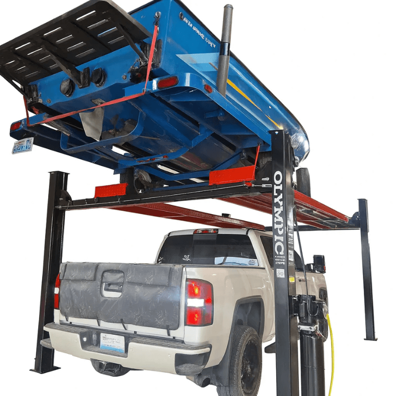 Olympic HDMBL-10 10,000 lb. "The Skipper" Portable Boat & Trailer Storage 4 Post Lift Back View