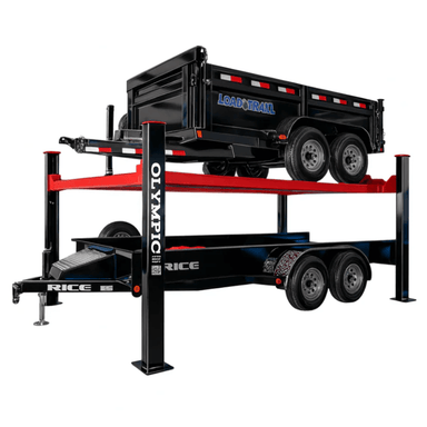Olympic HDMBL-9 9,000 lb. Extra-Wide Portable Boat Trailer 4 Post Lift Side View with Trailer