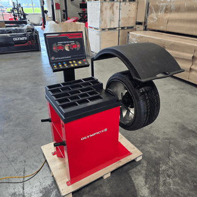 W820 Direct Drive Wheel Balancer Front View in the Warehouse