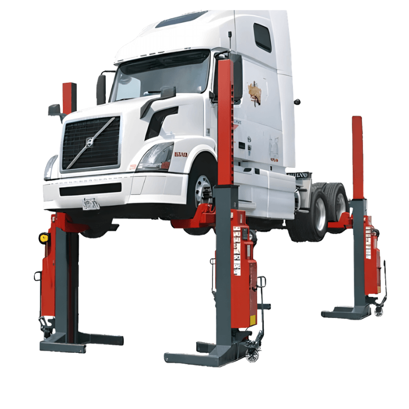 Omer MCO19 19,000lb Mobile Column Lift Semi Front View with Truck