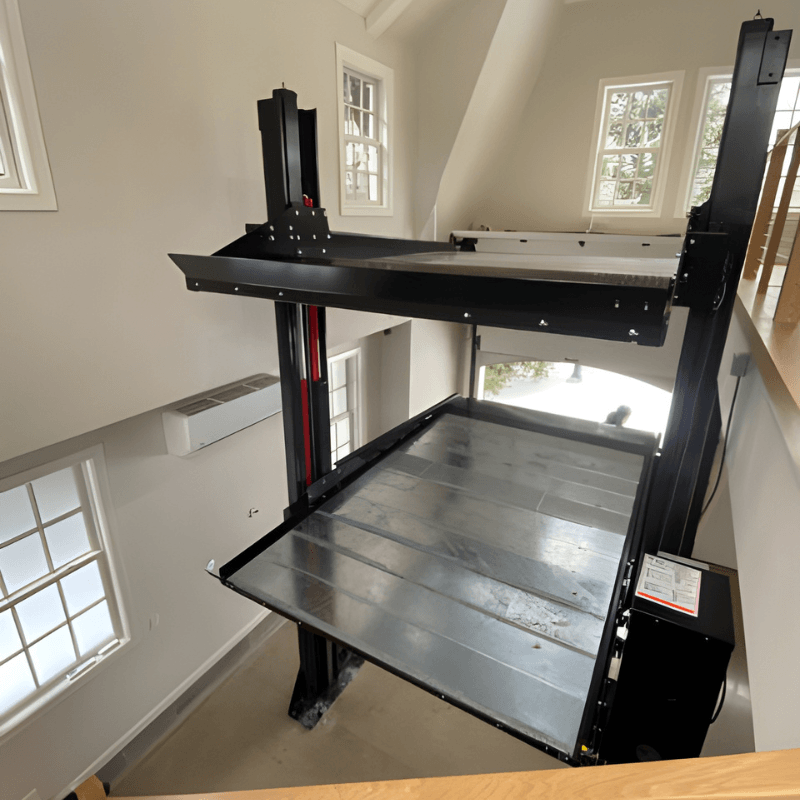 TRIPARK Triple Car Stacker Hydraulic Parking Lift on the house view