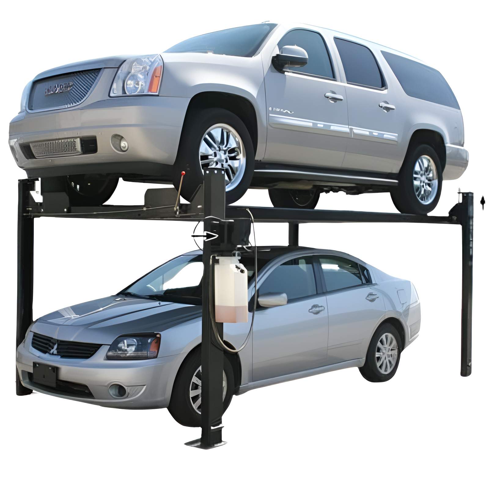 Atlas Garage PRO8000 4 Post Lift + (2) ProJack35 Sliding Jack Combo - Right Side View