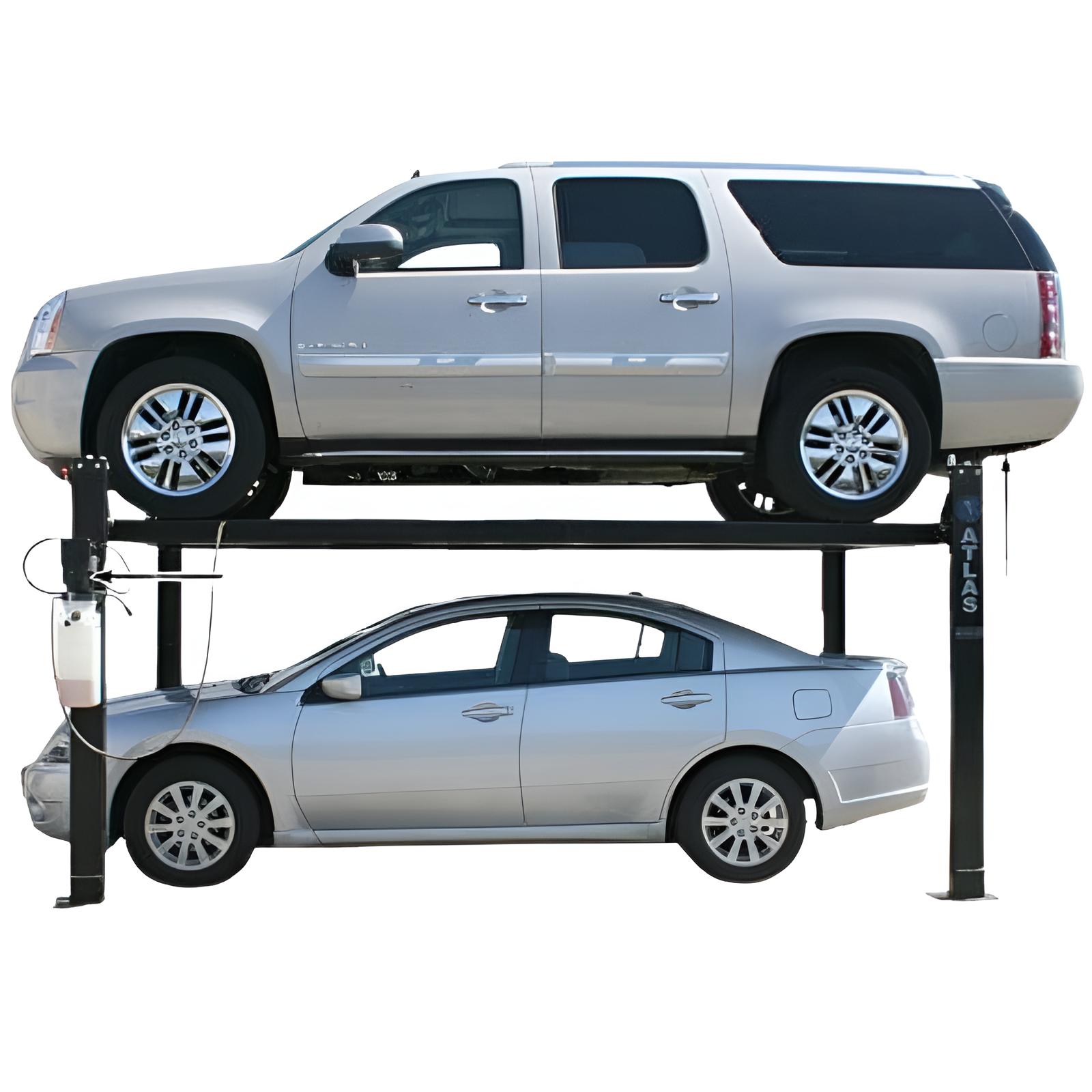 Atlas Garage PRO8000 4 Post Lift + (2) ProJack35 Sliding Jack Combo - Side View