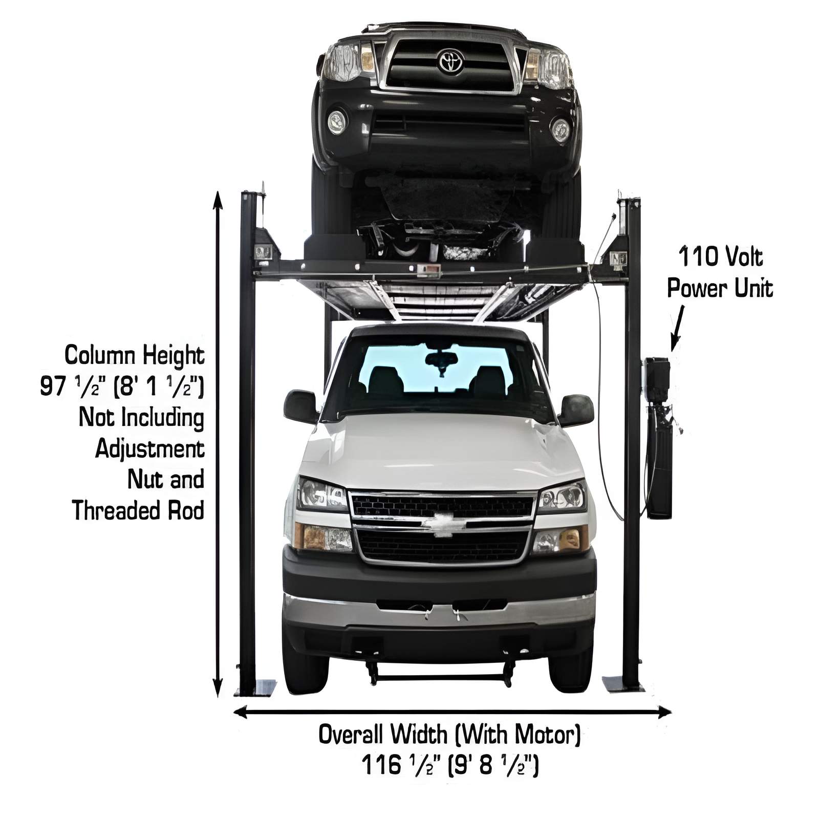 Atlas PRO8000EXT-L 4 Post Lift Front View
