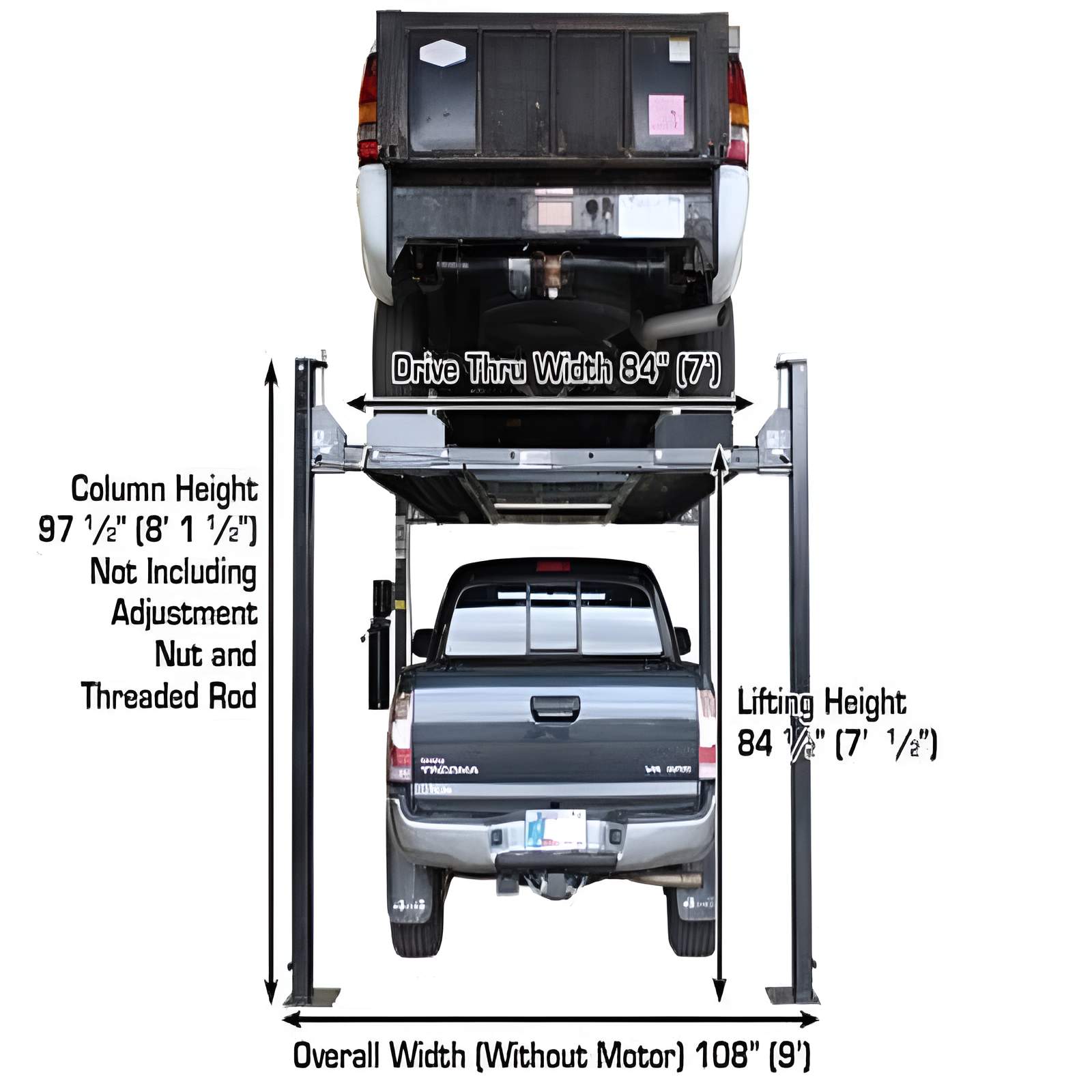 Atlas PRO8000EXT-L 4 Post Lift Back View
