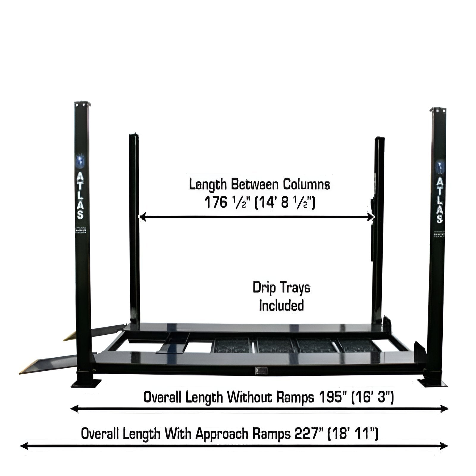  Garage Pro 8000EXT L 8,000lb 4 Post Vehicle Storage Lift - Extra Tall & Long Side View