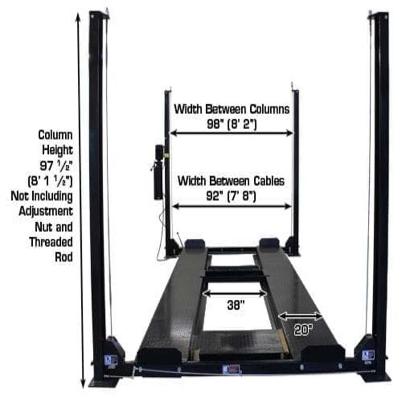 Atlas Pro8000EXT-L 8,000 lb Parking Lift - Front View