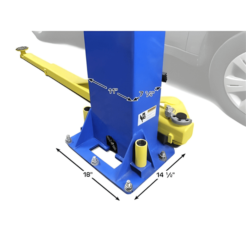 PRO 9D 9,000 lb Overhead 2-Post Lift Foot Base View