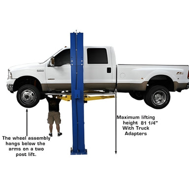 Atlas PV10PX 10,000 lb Overhead 2-Post Lift Side View Lifting High
