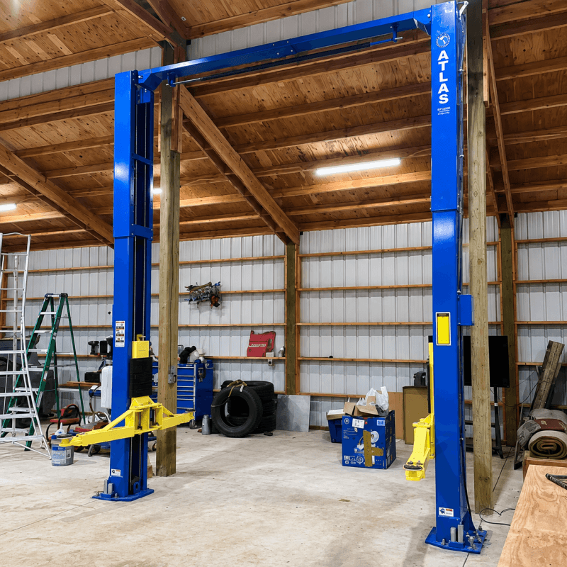 Atlas 12,000lb 2 post lift customer install with HeavyLift direct
