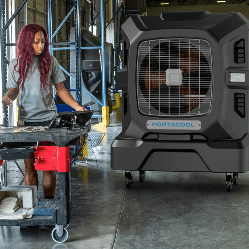 Apex™ 2000 Portable Evaporative Cooler In use in Warehouse View