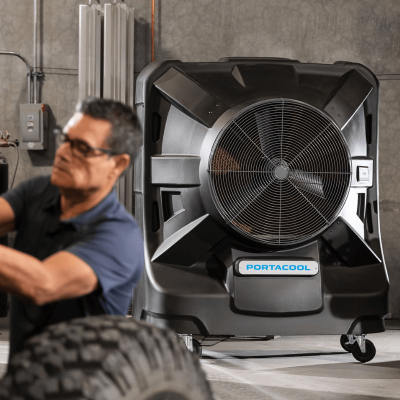 Portacool Apex™ 4000 In Use for Auto Shop View