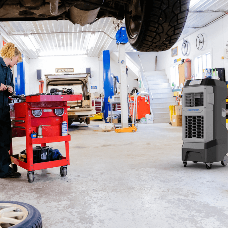 Portacool Apex™ 500 Using in the Garage View