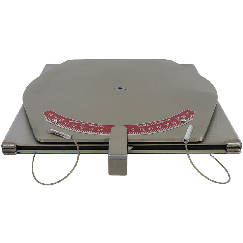 QSP 25-129-P 4500lbs Stainless Steel Turn Plates with Pointer Front View