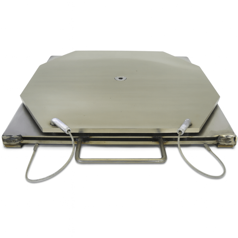 QSP 25-129 4500lbs Stainless Steel Turn Plates with Handles Front View