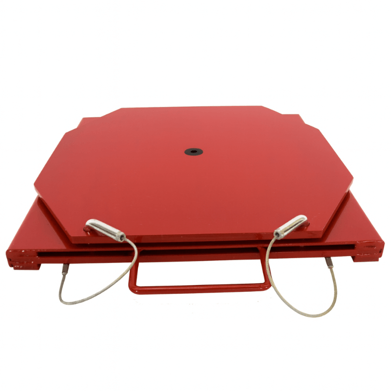 QSP 25-140 4500lbs Passenger Mild Steel Turn Plates - RED With Handle View