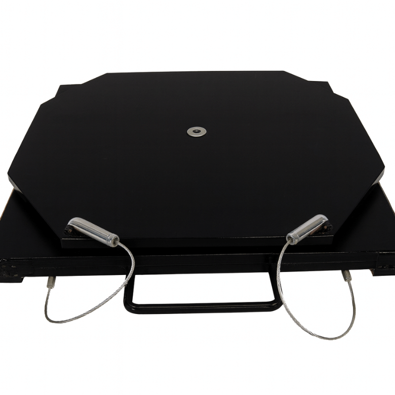 QSP 25-501 4500lbs Capacity Carbon Steel Turn Plates with Handles Front View Black