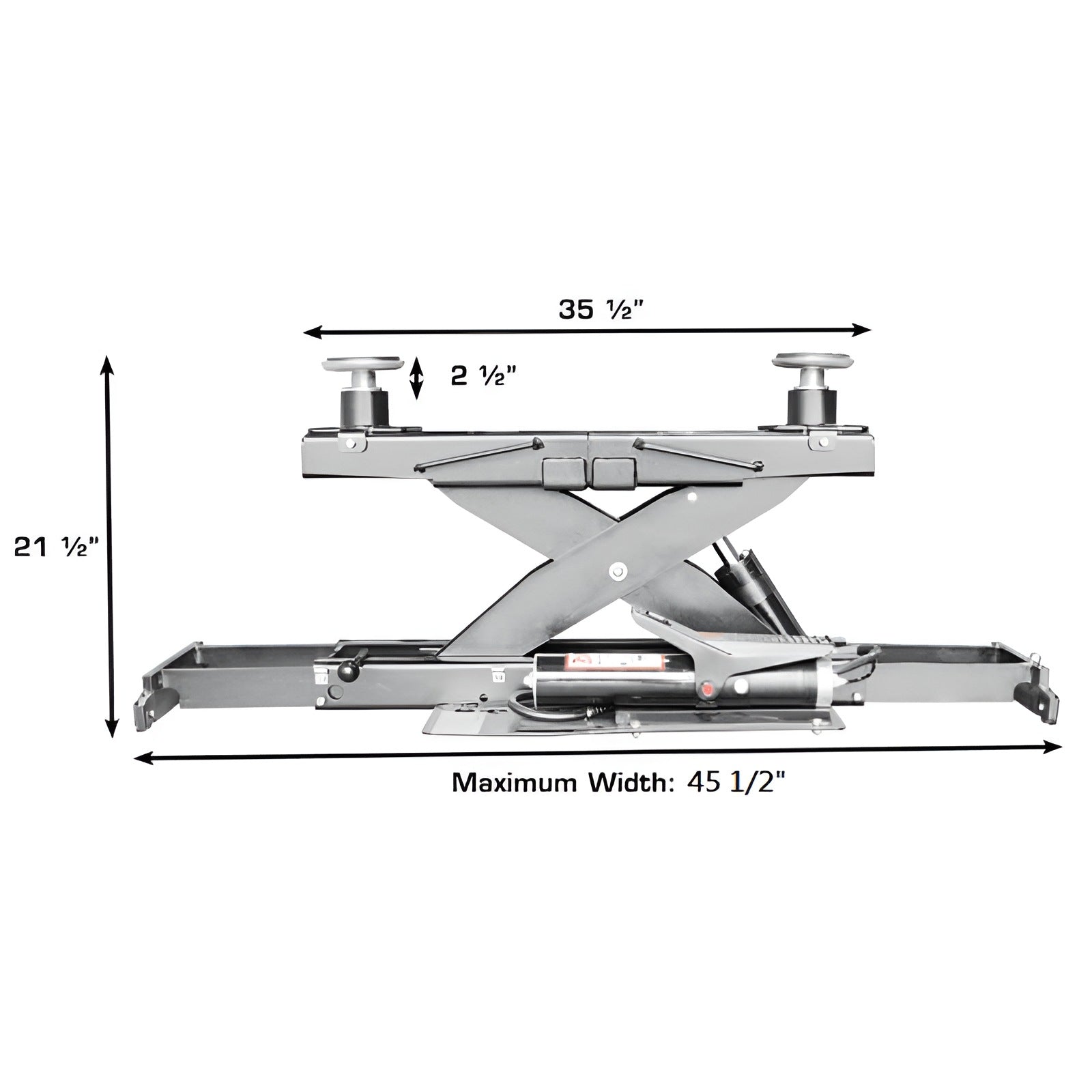  Platinum RJ7000 7,000lb Rolling Jack - ALI Certified Side View with dimension