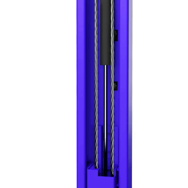 F10 10,000 Lbs. Capacity Two-Post Lift Frame View with Hydraulic and Cable