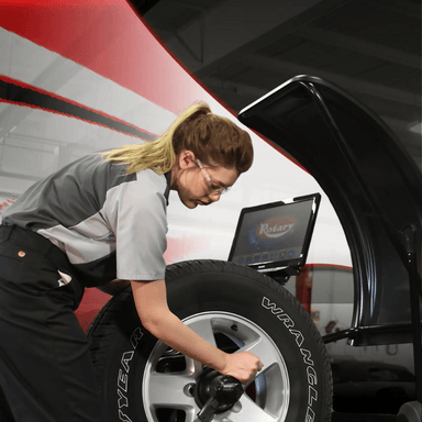 R1075 Wheel Alignment System - Tower Aligner Women Changing Wheel