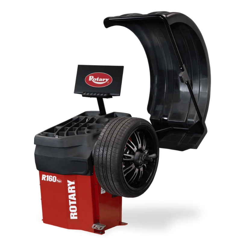 Rotary R160 3D Wheel Balancer Side View with Hood