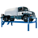 Rotary SM18 18,000 Lbs. Heavy-Duty Four-Post Lift Side View with Truck