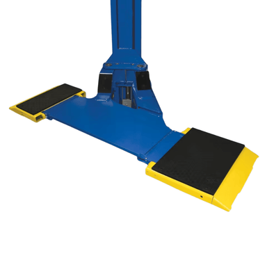 SPOA7-MP 7,000 Lbs. Two-Post Lift - Asymmetric Pad Lift Foot Base View