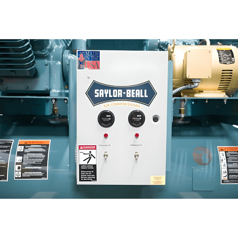 Saylor-Beall X-720-80-FP 80 Gallon Performance Package Air Compressor Panel Box View
