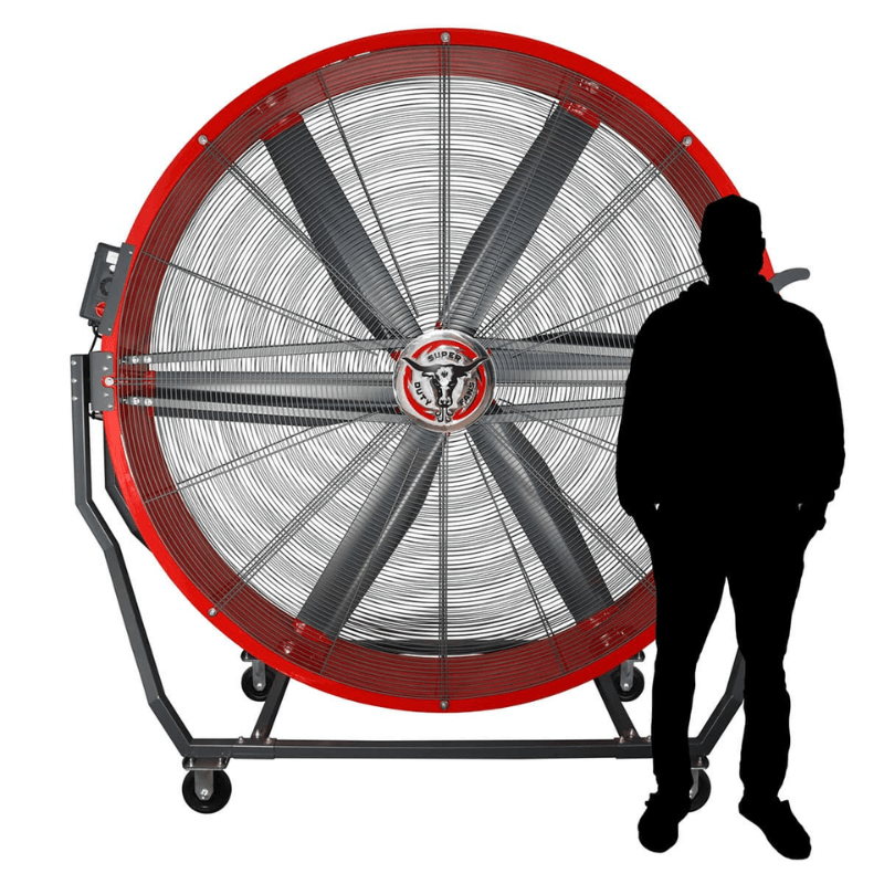 Big Tex 6 Portable Floor Fan Front View with Person