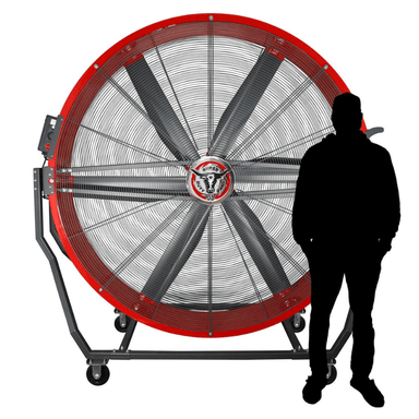 Big Tex 8 Portable Floor Fan Front View with Person