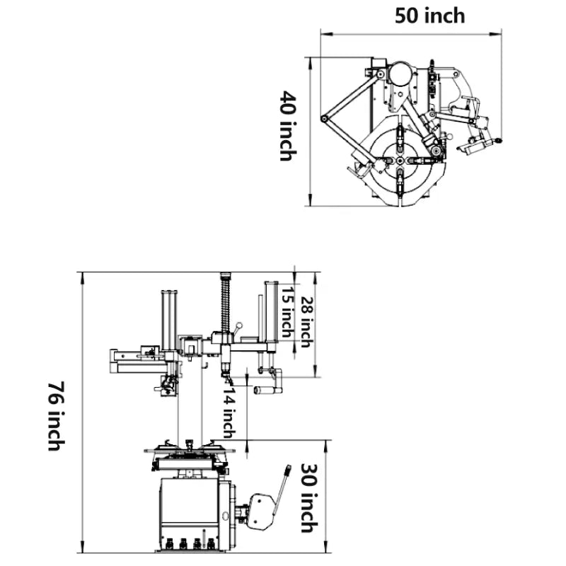 Tire Changer with Wheel Balancer Combo T830 B750 - tire changer diagram