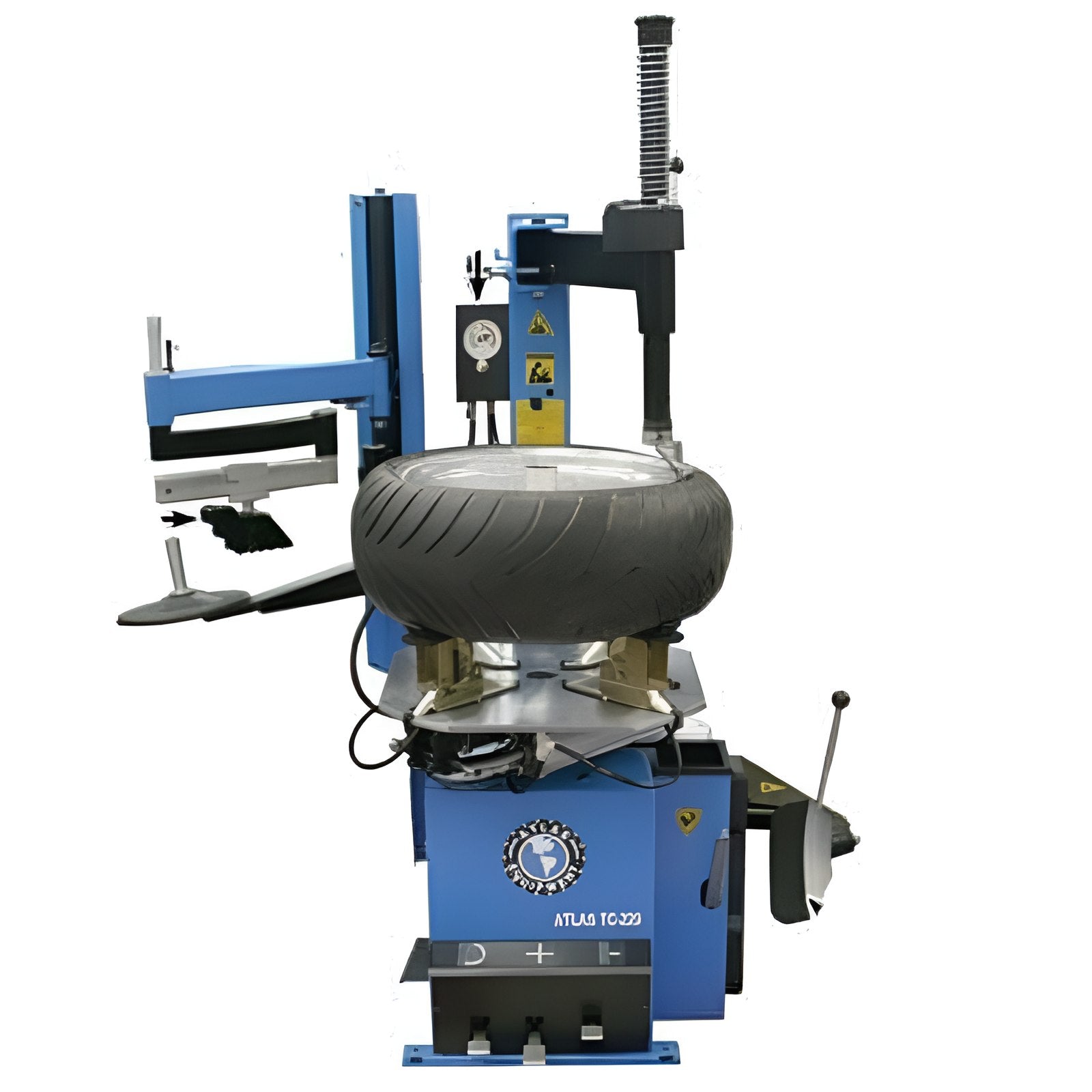 TC229LH Rim-Clamp Tire Changer w/ Assist Arm with Wheel Front View