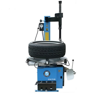 TC289 Extra Large Rim-Clamp Tire Changer by Atlas Front View with Wheels