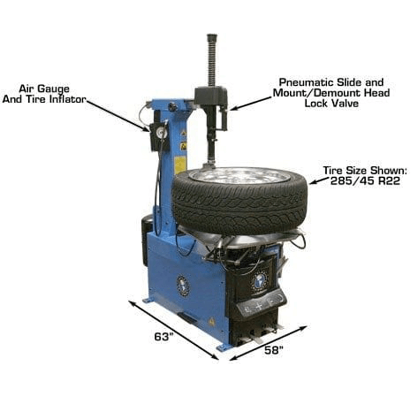 Atlas TC755EZ Tire Changer With WB49-2 PRO Wheel Balancer - Side View