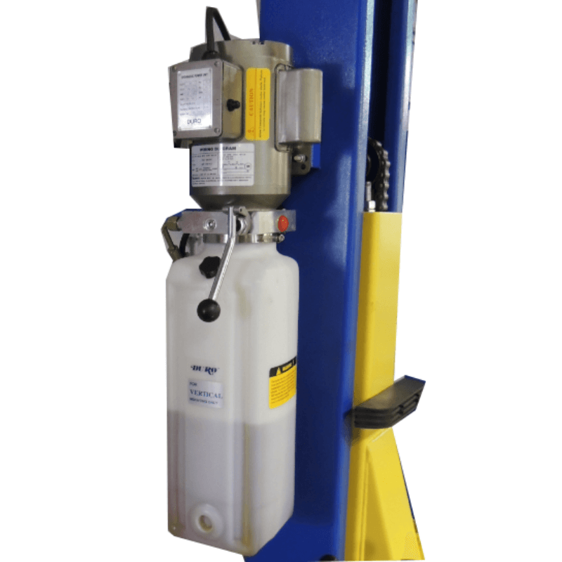 9,000 lb 2 Post Car Lift Clear Floor - Asymmetric TP9KACX Oil Tank View