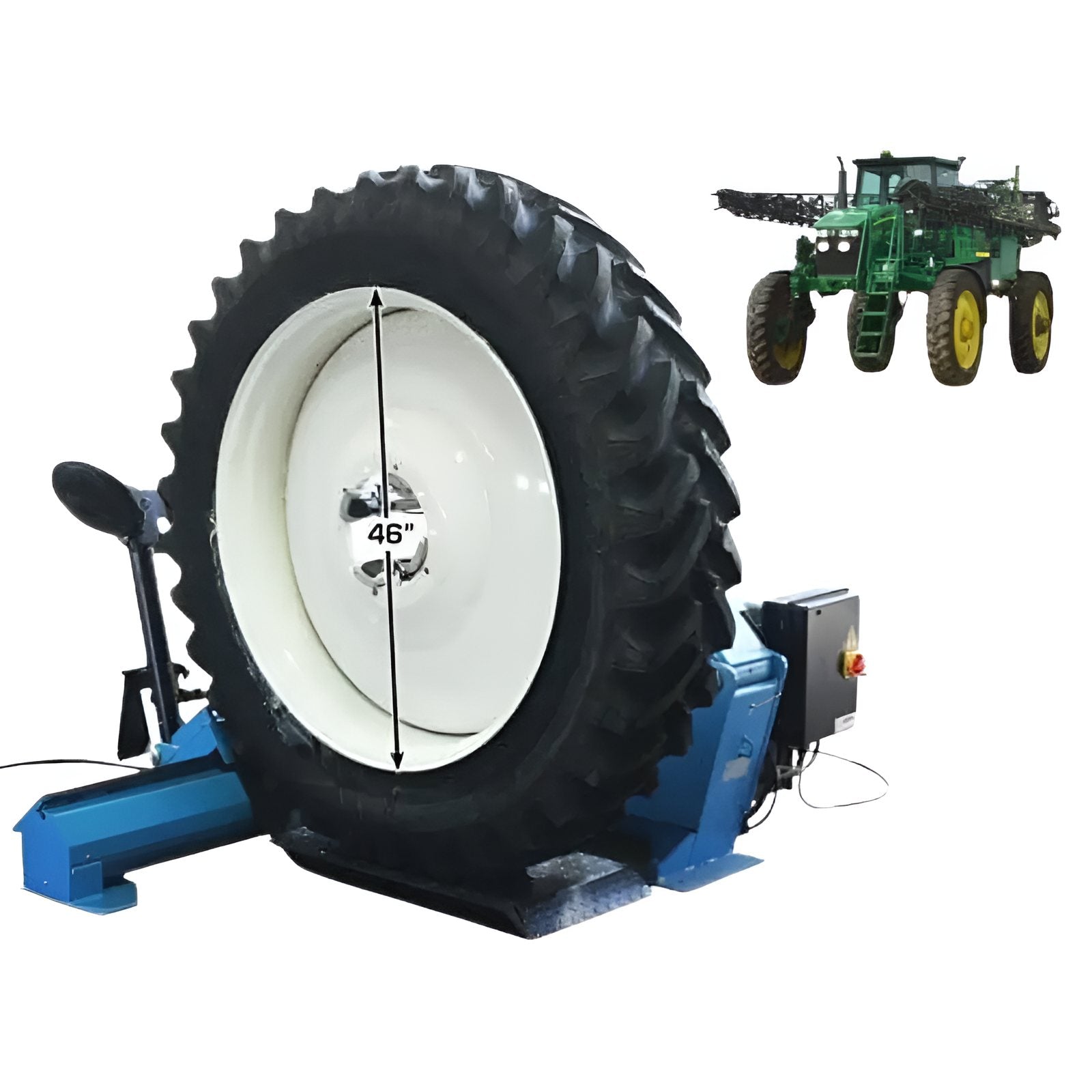 Atlas TTC303 Large Truck Tire Changer - Side View with Large Wheel View