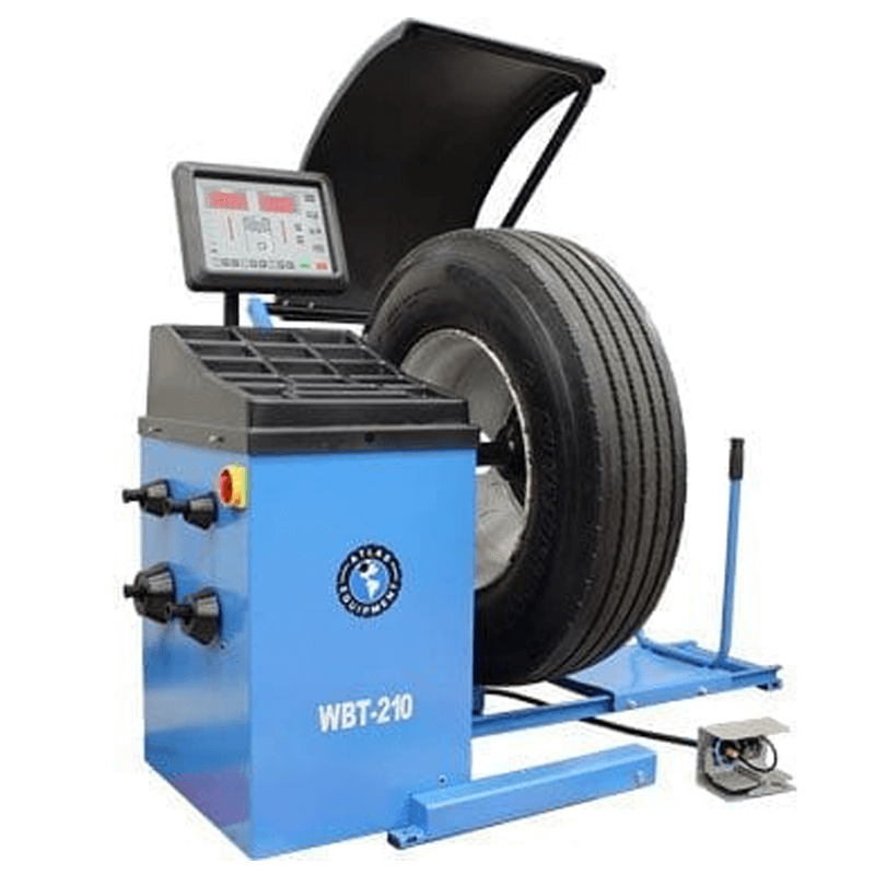 Atlas TTC305A + WBT-210 - wheel balancer side view